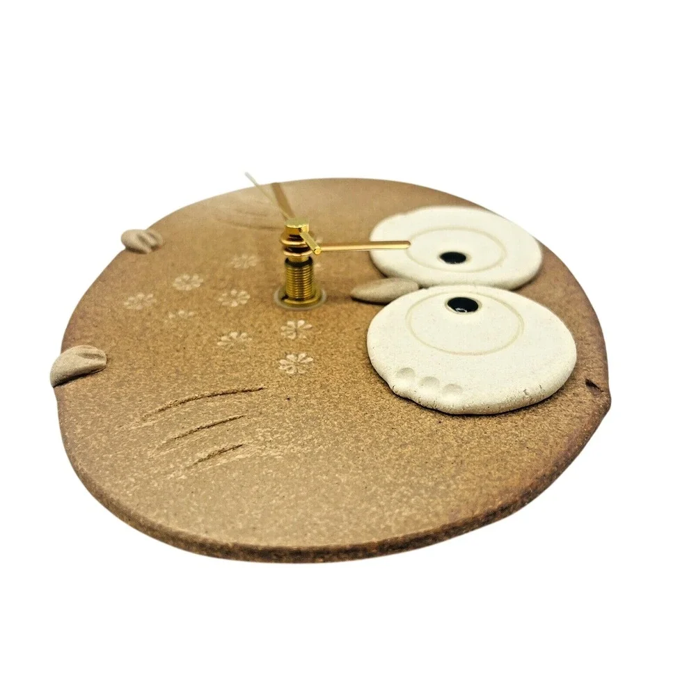 Hechimon Owl‎ Wall Clock Shigaraki Ware Ceramic Japanese Folk Art Handcrafted